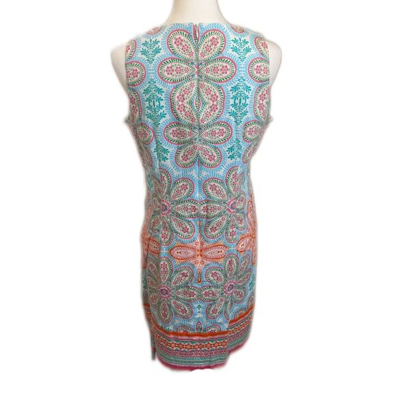 London Times multicolor patterned sleeveless sheath dress, 97% cotton 10 - Picture 2 of 6